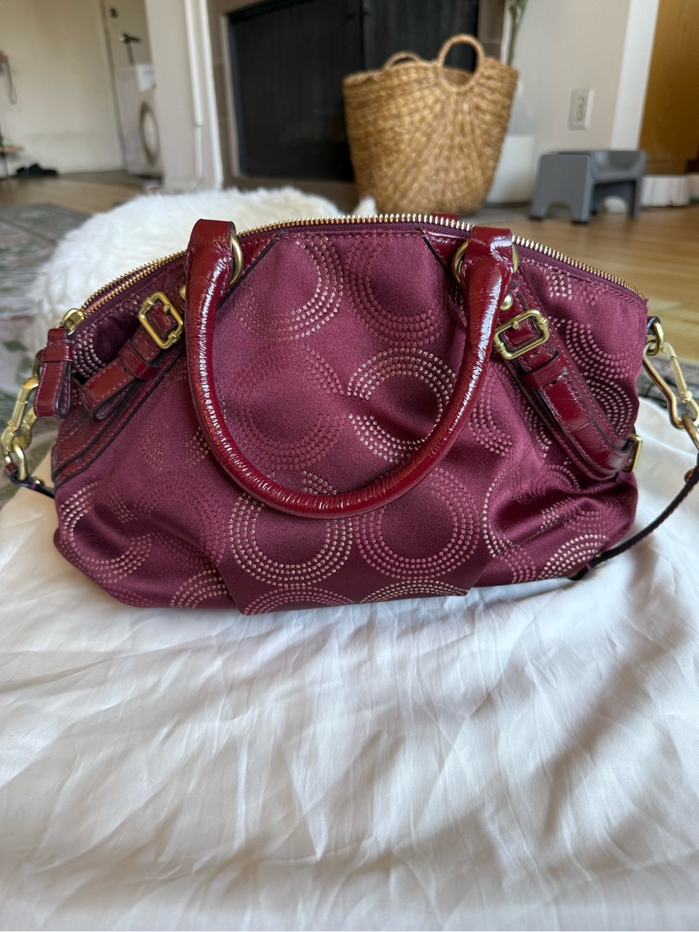 Coach Madison Dotted Op Art Sophia Satchel - Gem